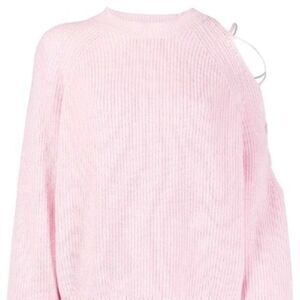 PINKO WAFFLE KNIT JUMPER IN PINK ONe Shoulder Lace UP